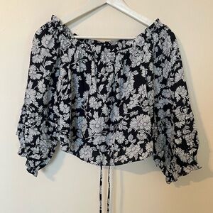 LC Lauren Conrad Black and White Floral Top